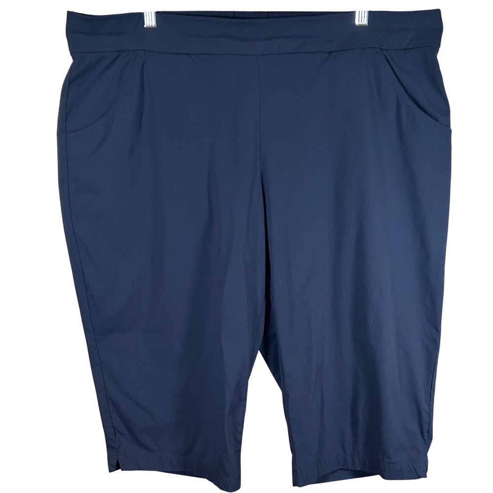 Columbia Women 2X Navy Blue Pull On Capri Pants Hiking Outdoor Lightweight